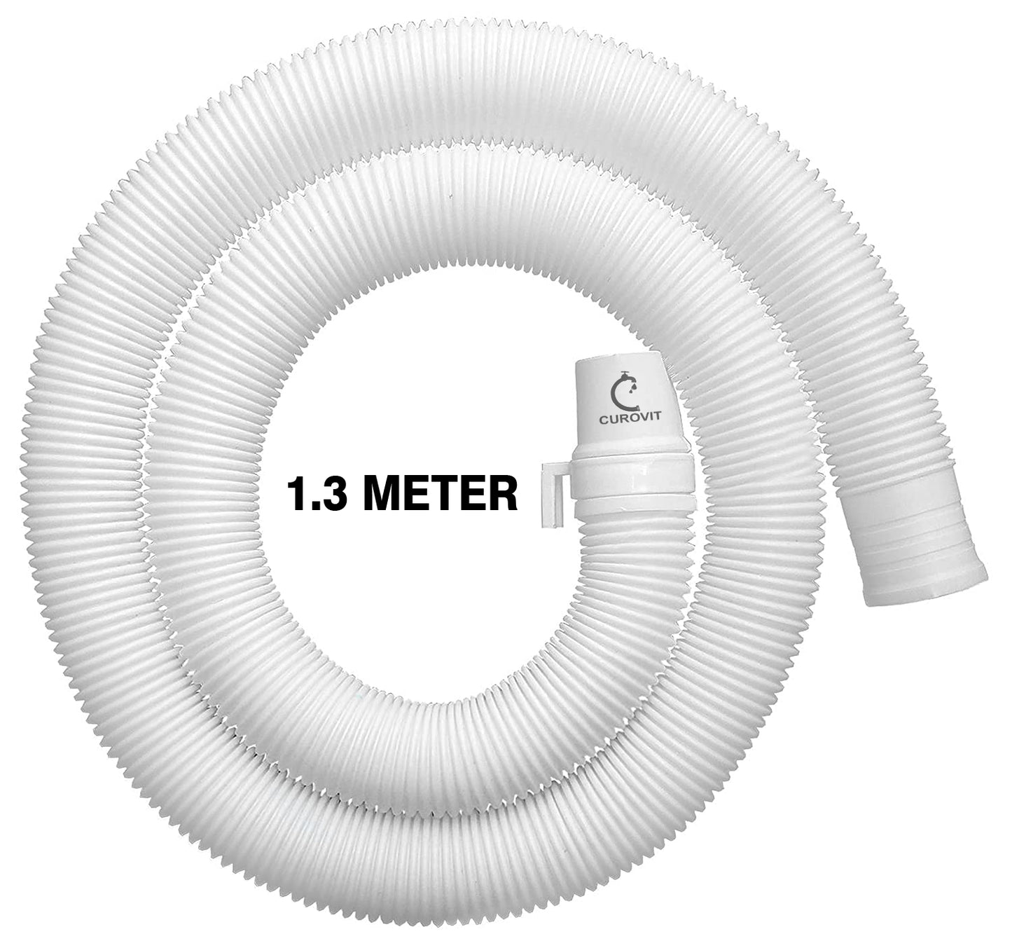 CUROVIT PVC Washing Machine Flexible Water Outlet Drain Pipe 1.3 Meter Water Hose Suitable for Fully Automatic & Semi Automatic Washing Machine (White)