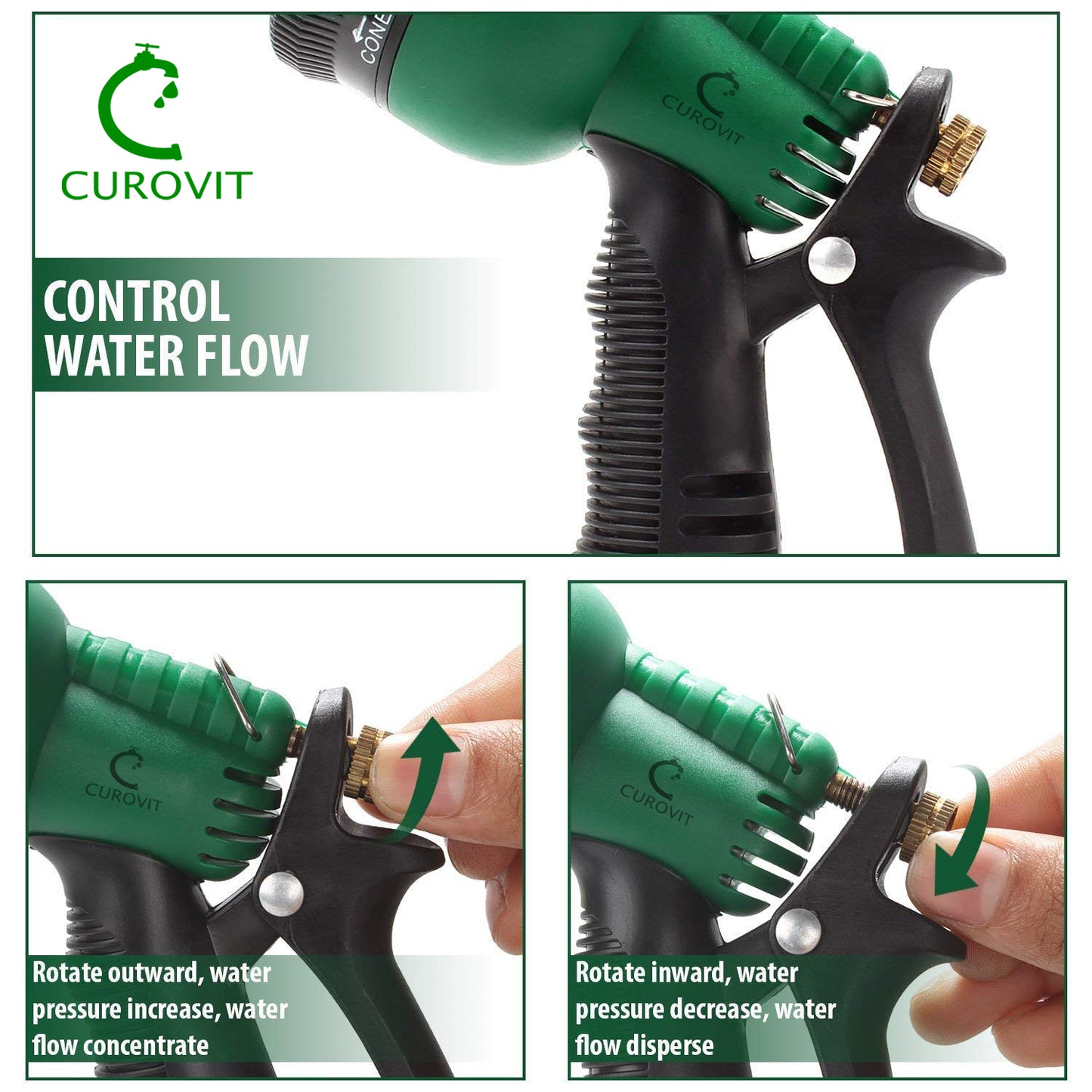 CUROVIT ABS 7 Pattrens Adjustable High Pressure Garden Hose Nozzle/Water Spray Gun/Gardening Washing Gun/Multi-functional Watering Nozzle for Watering Plants, Car Washing, Shower Pets.