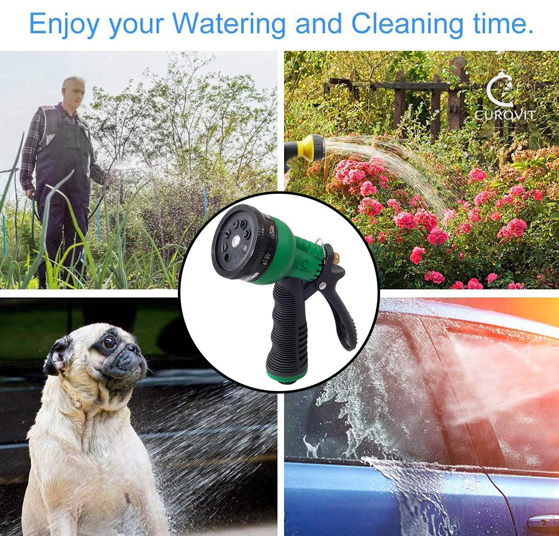 CUROVIT ABS 7 Pattrens Adjustable High Pressure Garden Hose Nozzle/Water Spray Gun/Gardening Washing Gun/Multi-functional Watering Nozzle for Watering Plants, Car Washing, Shower Pets.
