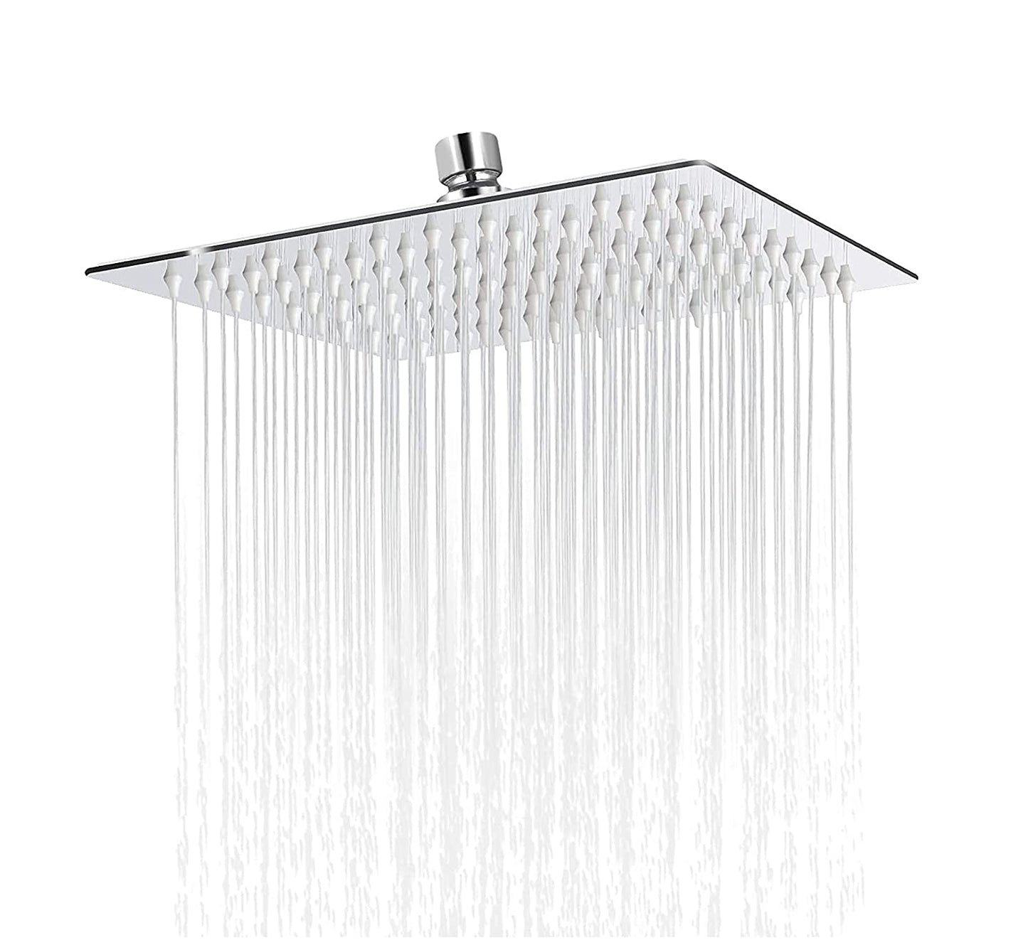 CUROVIT Stainless Steel SUTTON 8" x 8" Square Ultra Slim Overhead Shower / Rain Shower Without Arm in Chrome Finish for Bathroom.
