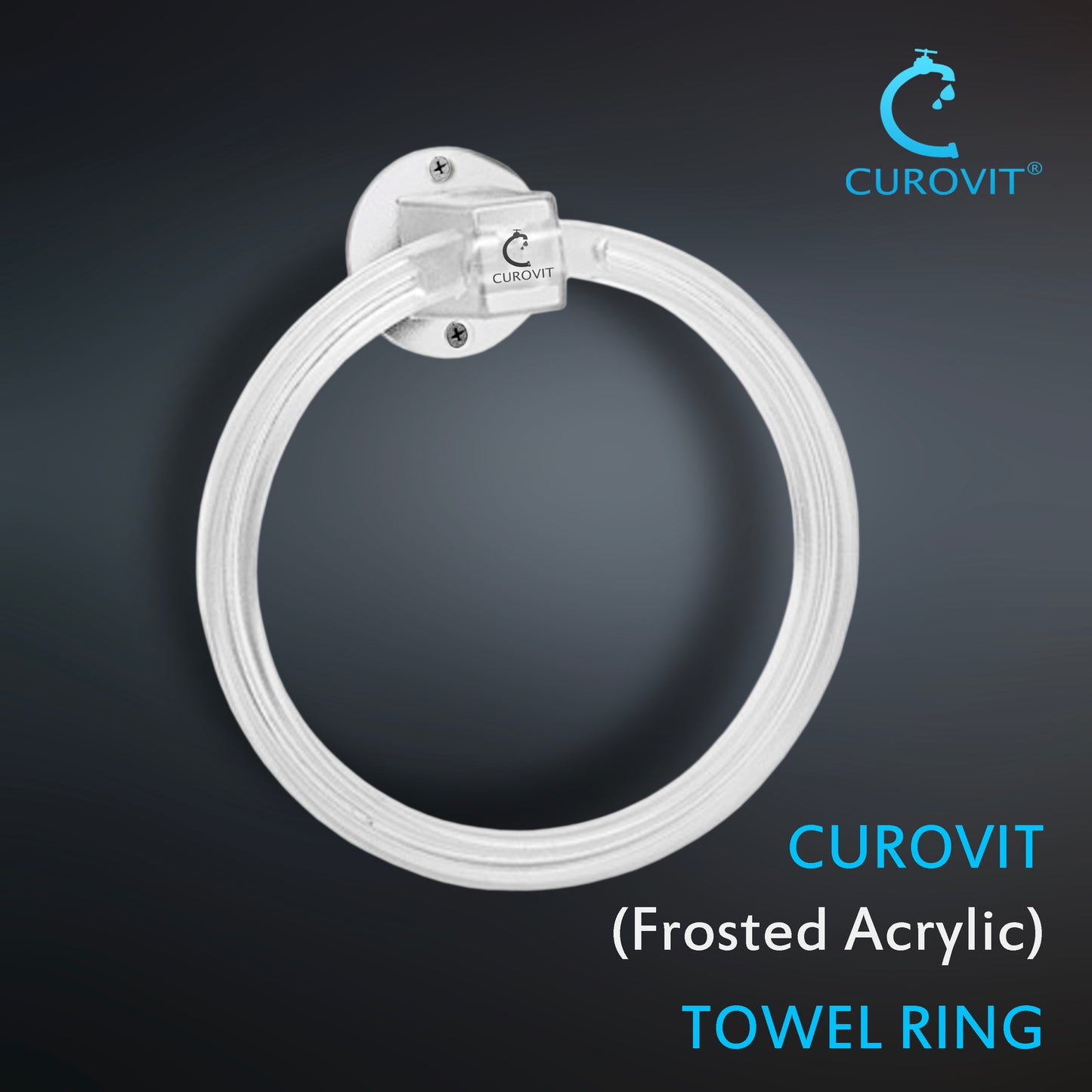 CUROVIT Unbreakable Frosted Acrylic Towel Ring / Towel Holder / Towel Stand for Bathroom Accessories