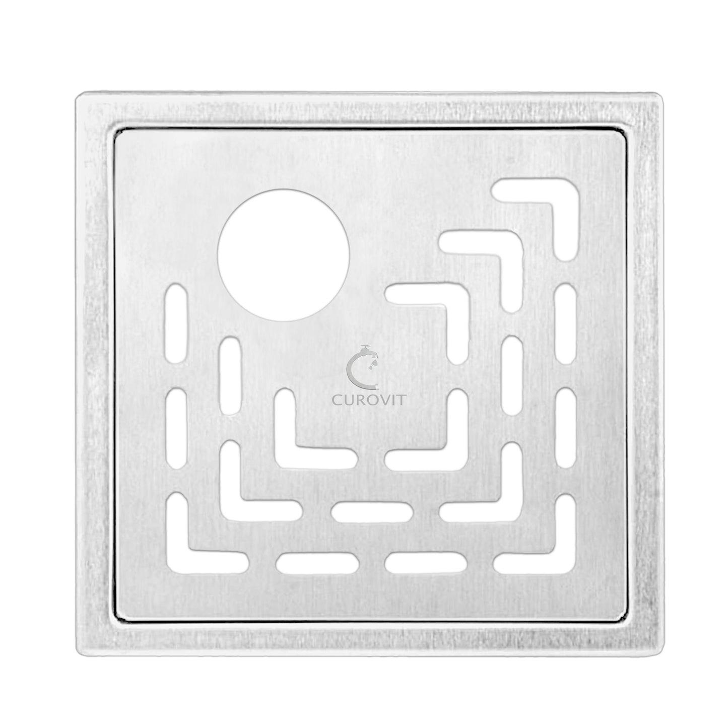 CUROVIT Stainless Steel Drain Strainer 6"x6" Silver in Color Hole Jali for Bathroom Wash Area & Kitchen Hippo Model Square in Shape