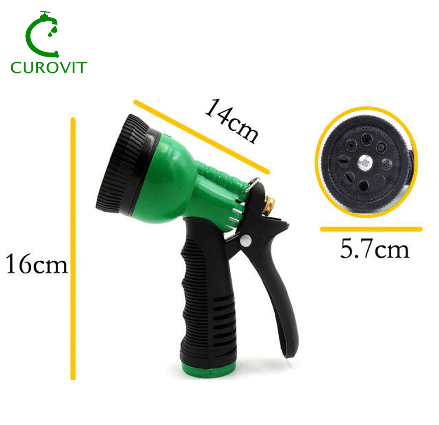 CUROVIT ABS 7 Pattrens Adjustable High Pressure Garden Hose Nozzle/Water Spray Gun/Gardening Washing Gun/Multi-functional Watering Nozzle for Watering Plants, Car Washing, Shower Pets.