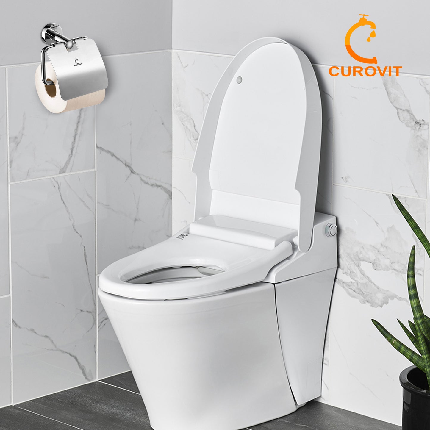 CUROVIT Stainless Steel Flape Wall Mounted Toilet Paper Holder / Tissue Dispenser with Chrome Finish For Toilet Seat in Washroom / Bathroom.