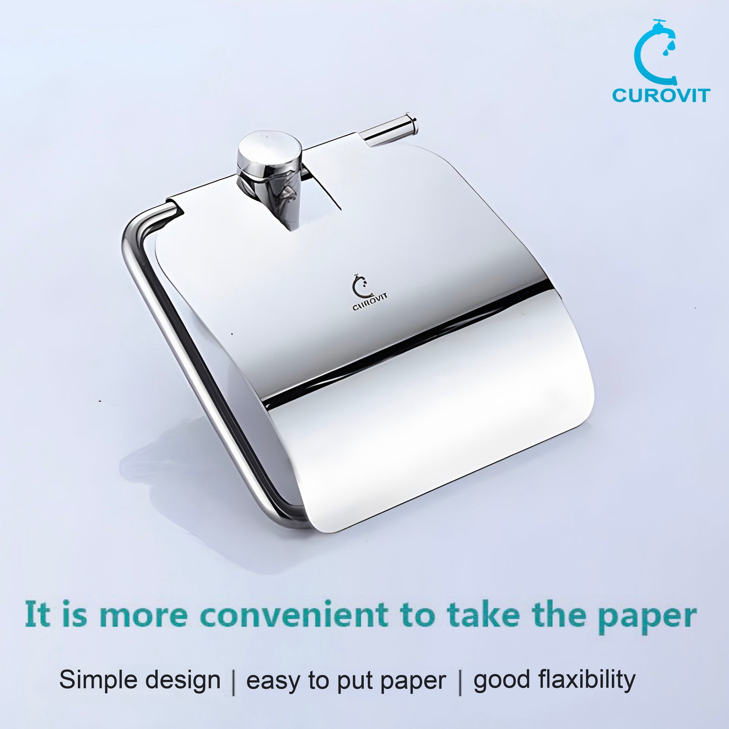 CUROVIT Stainless Steel Flape Wall Mounted Toilet Paper Holder / Tissue Dispenser with Chrome Finish For Toilet Seat in Washroom / Bathroom.