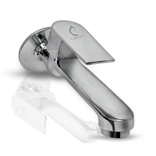 CUROVIT ARIA Smart Long Nose / BIB Cock TAP with Wall Flange Chrome Finish Long Body / Quarter Turn Faucet for Kitchen / Bathroom