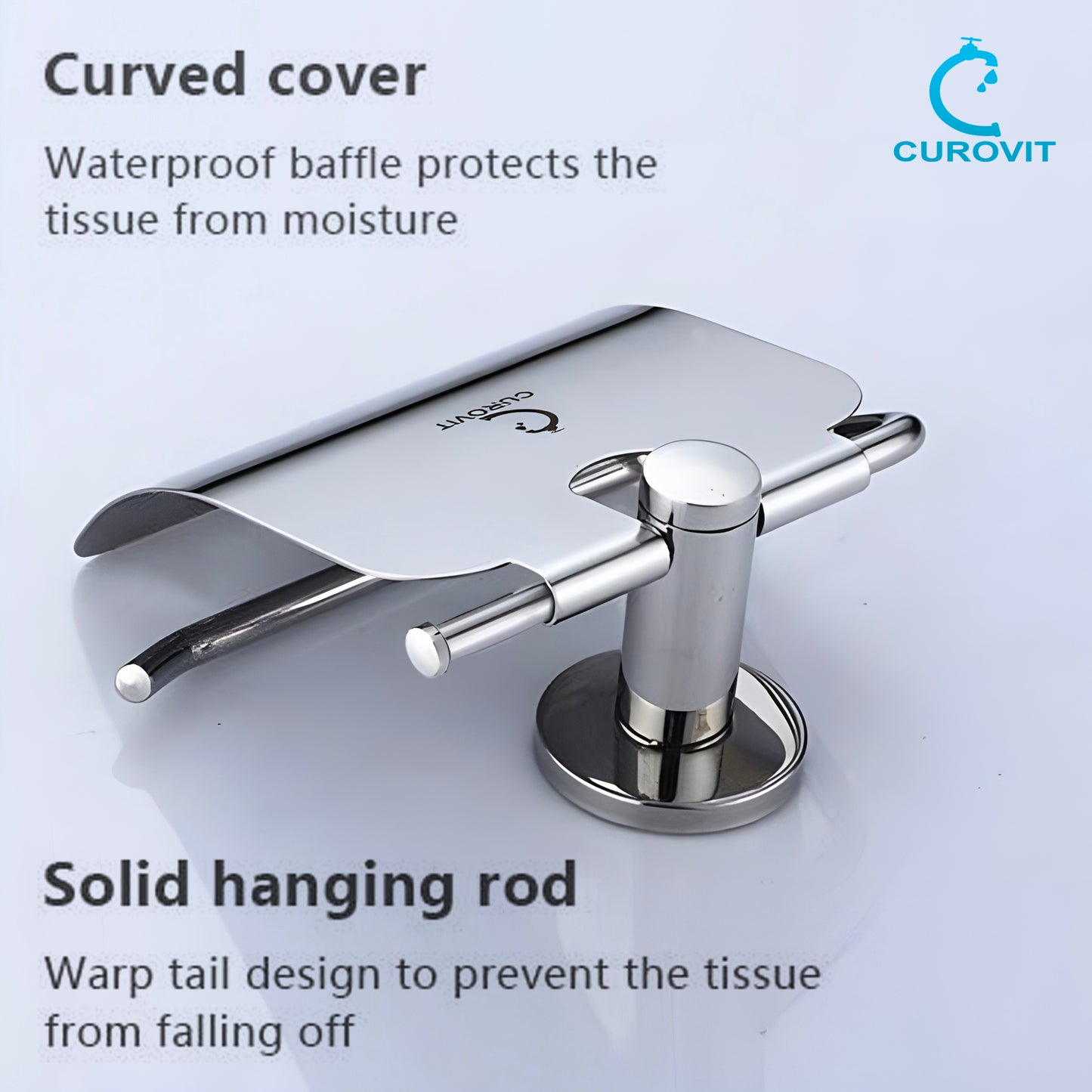 CUROVIT Stainless Steel Flape Wall Mounted Toilet Paper Holder / Tissue Dispenser with Chrome Finish For Toilet Seat in Washroom / Bathroom.