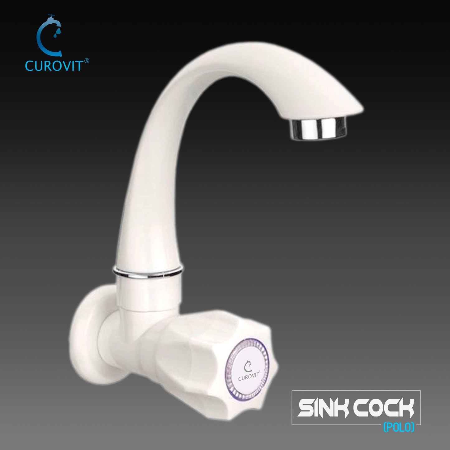 CUROVIT PVC SINK COCK Tap Wall Mounted White Plastic Swinging Spout for Kitchen Wash Basin Quarter Turn Tap