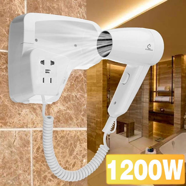 CUROVIT ABS Jace Wall Mounted Hair Dryer with Charging Slot / Electric Skin Dryer for Men & Women Drying Suitable for Hotels / Bathroom / Bedroom / Dressing Room.