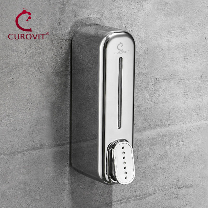 CUROVIT Oyster ABS Soap Dispenser 200ml Silver in Color Wall Mounted for Bathroom Kitchen & Wash Area Round in Shape